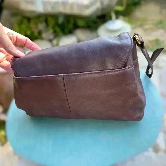 Vintage 80s 90s ETIENNE AIGNER Medium Leather Shoulder Bag Handbag Multi Section - Picture 3 of 6